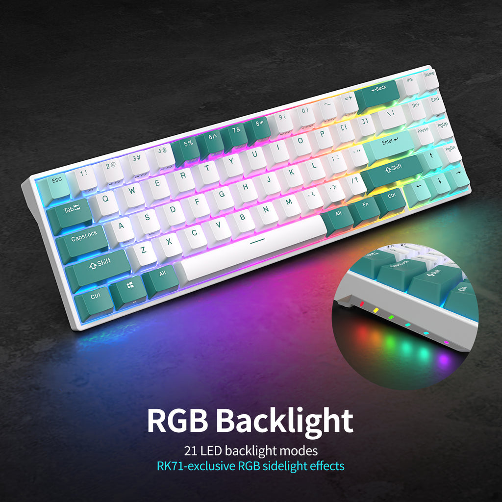 Royal Kludge RK71 RGB Hot Swappable Camp Green Brown Switch