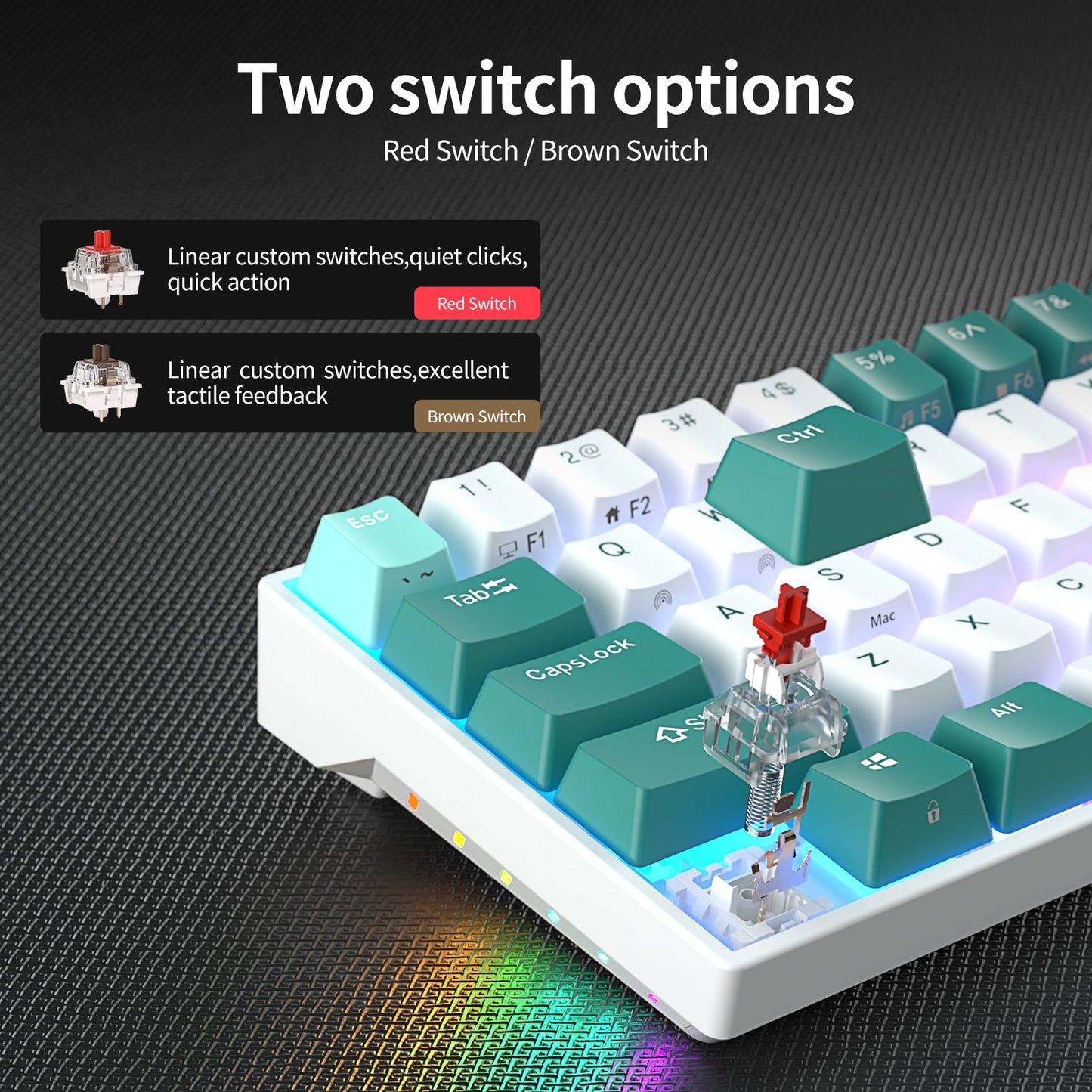Royal Kludge RK71 RGB Hot Swappable Camp Green Brown Switch