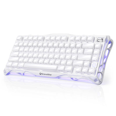 GravaStar Mercury K1 75% Wireless Mechanical Gaming Keyboard/Special Edition Opaline White/Aluminium Alloy/ Hot-Swap/Sideprint keycaps/Kalih Cherry Pink linear switches