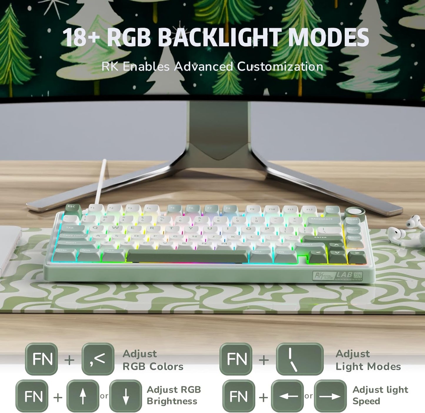 RK ROYAL KLUDGE R75 Sky Cyan Mechanical Keyboard - Brown Switch