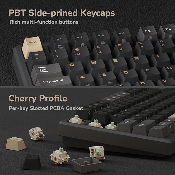 RK ROYAL KLUDGE M75 Displej i Točkić, RGB Pozadinsko Osvetljenje, Hot-Swap, Boja "Fantom", Plavi Prekidač