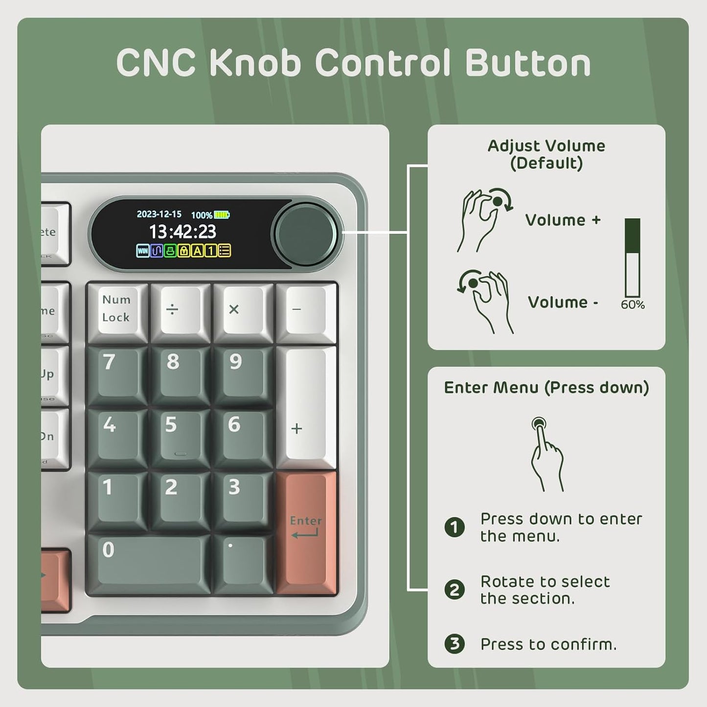 RK S98 ROYAL KLUDGE Smart Display & Knob Camping (Chartreuse Switch) Wireless Mechanical Keyboard