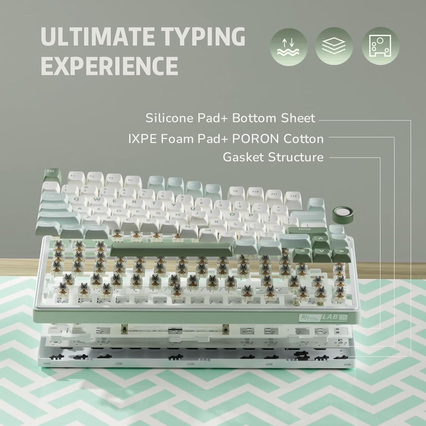 RK ROYAL KLUDGE R75 Sky Cyan Mechanical Keyboard - Brown Switch