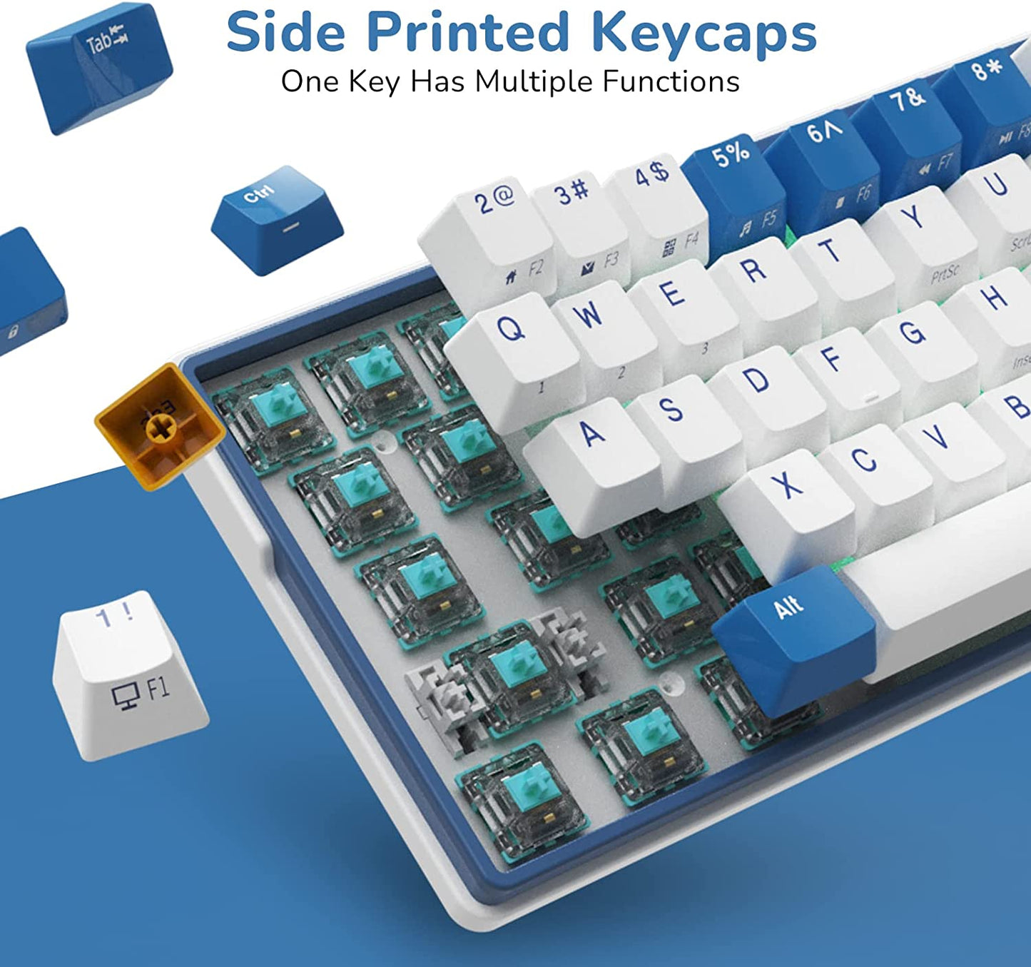 Royal Kludge RK61 Plus Wireless Mehanička Tastatura White (Hot-swappable) (RK Klein Sky Cyan Switch)