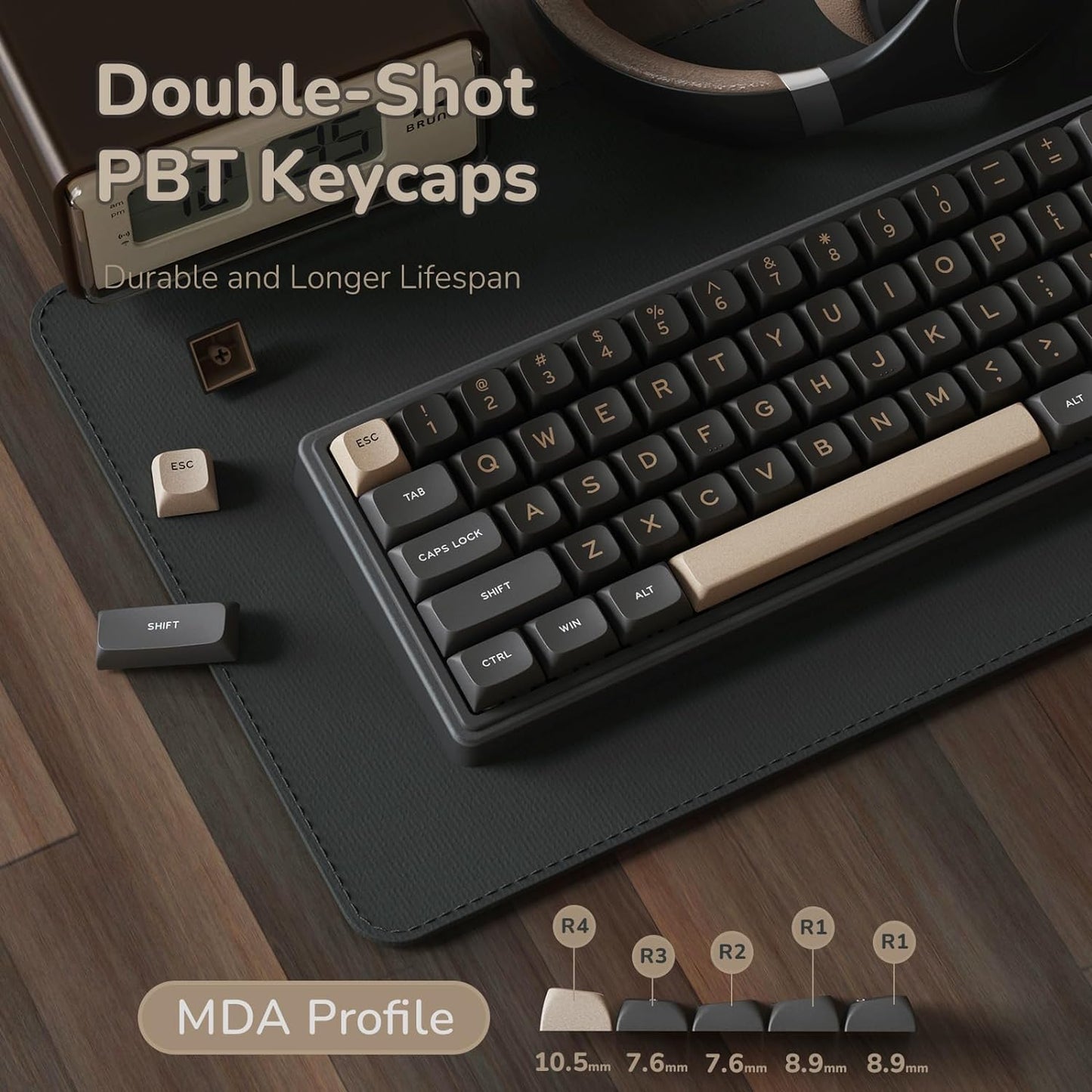 Royal Kludge RK R65 Žična Mehanička Gejmerska Tastatura, RGB, Hot Swap, Boja "Phantom" - Braon Prekidač