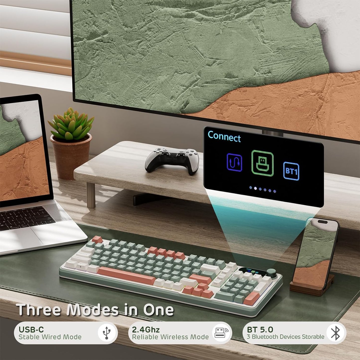 Royal Kludge S98 96% Bežična Mehanička Tastatura, RGB, Hot-Swap,Boja "Camping", Chartreuse Prekidači