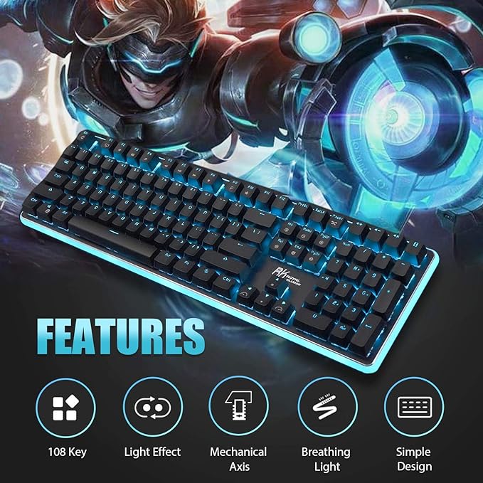 RK ROYAL KLUDGE RK918 RGB Backlit Gaming Keyboard with Large LED Sorrounding Side Lamp Brown Switch Black