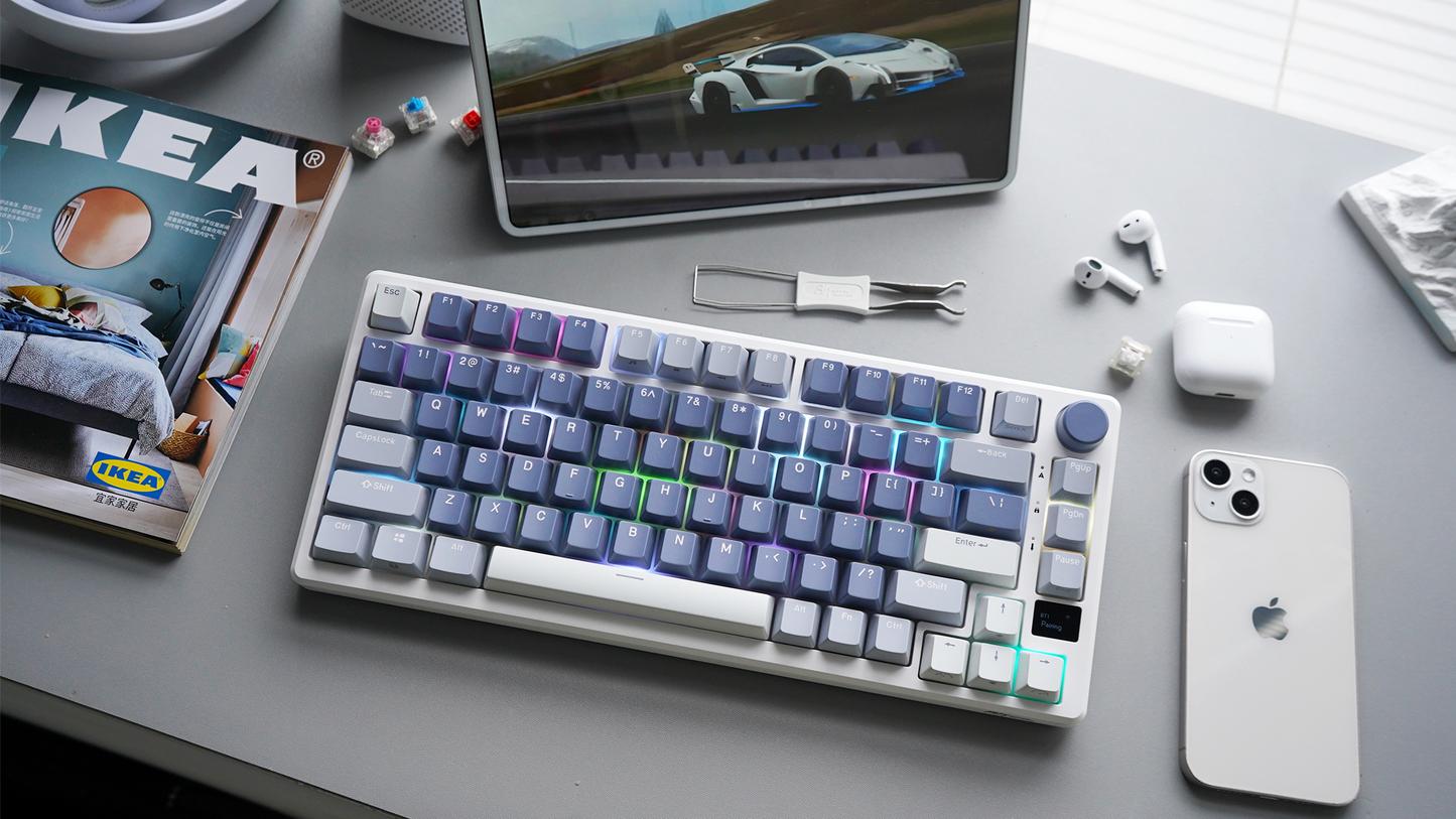 RK ROYAL KLUDGE M75 "Ocean Blue" Displej i Točkić, RGB Pozadinsko Osvetljenje, Hot-Swap, Boja , Beige Prekidač
