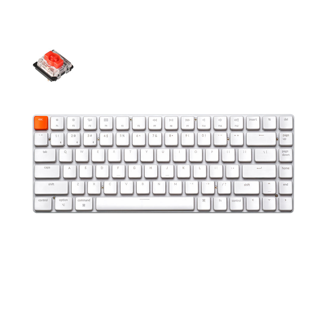 Keychron K3 ANSI 75% Layout 84 Key White-(Red Swich)-Wireless Mechanical Low Profile