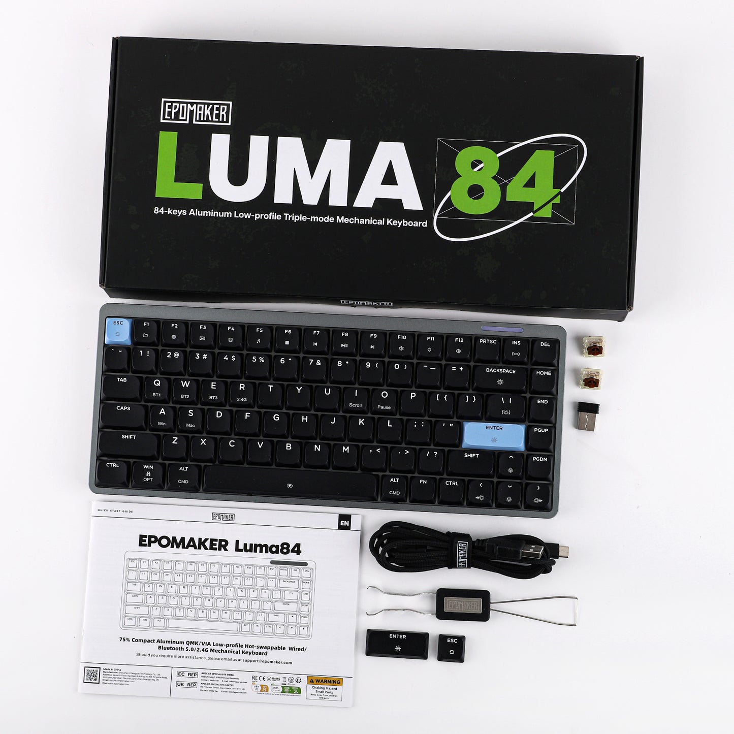 EPOMAKER Luma84 Black Blue Gateron Brown Low Switch