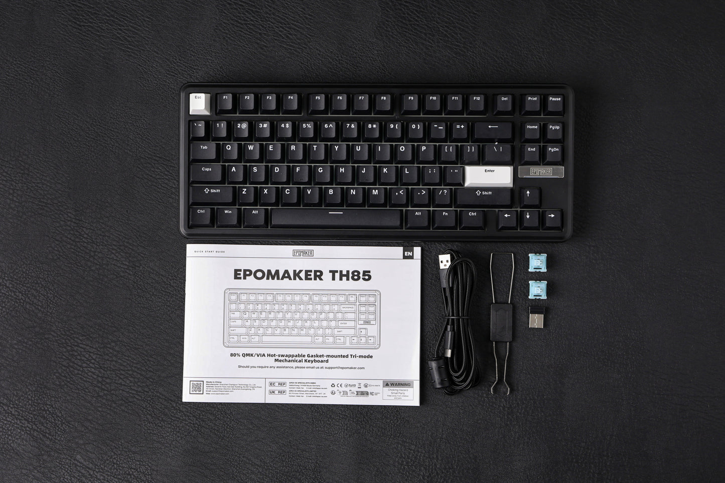 EPOMAKER TH85 Black White Creamy Jade Switch