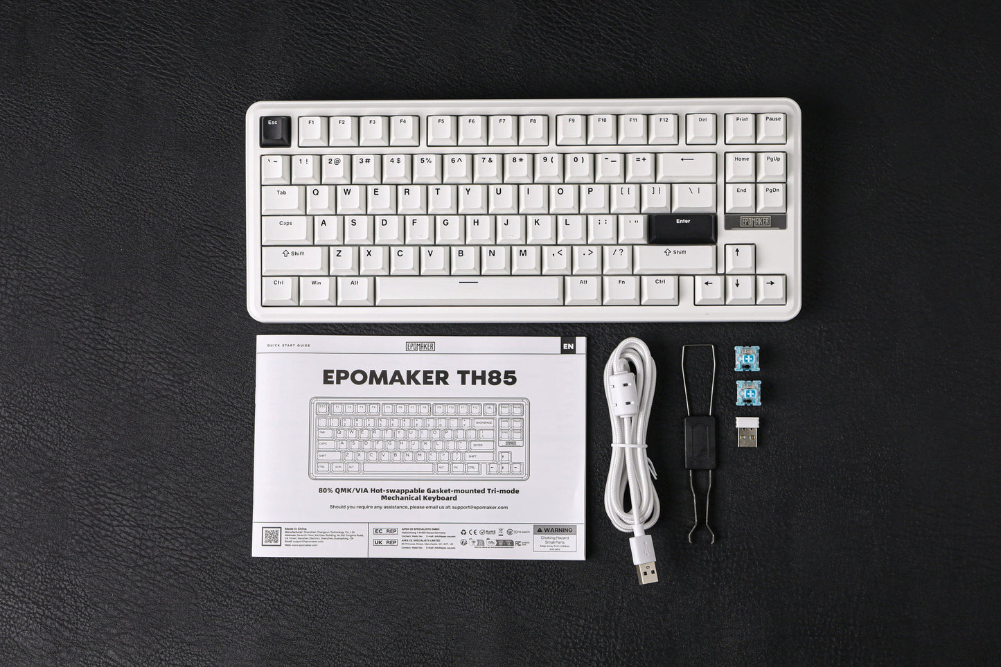 EPOMAKER TH85 White Black Milk Blue Switch