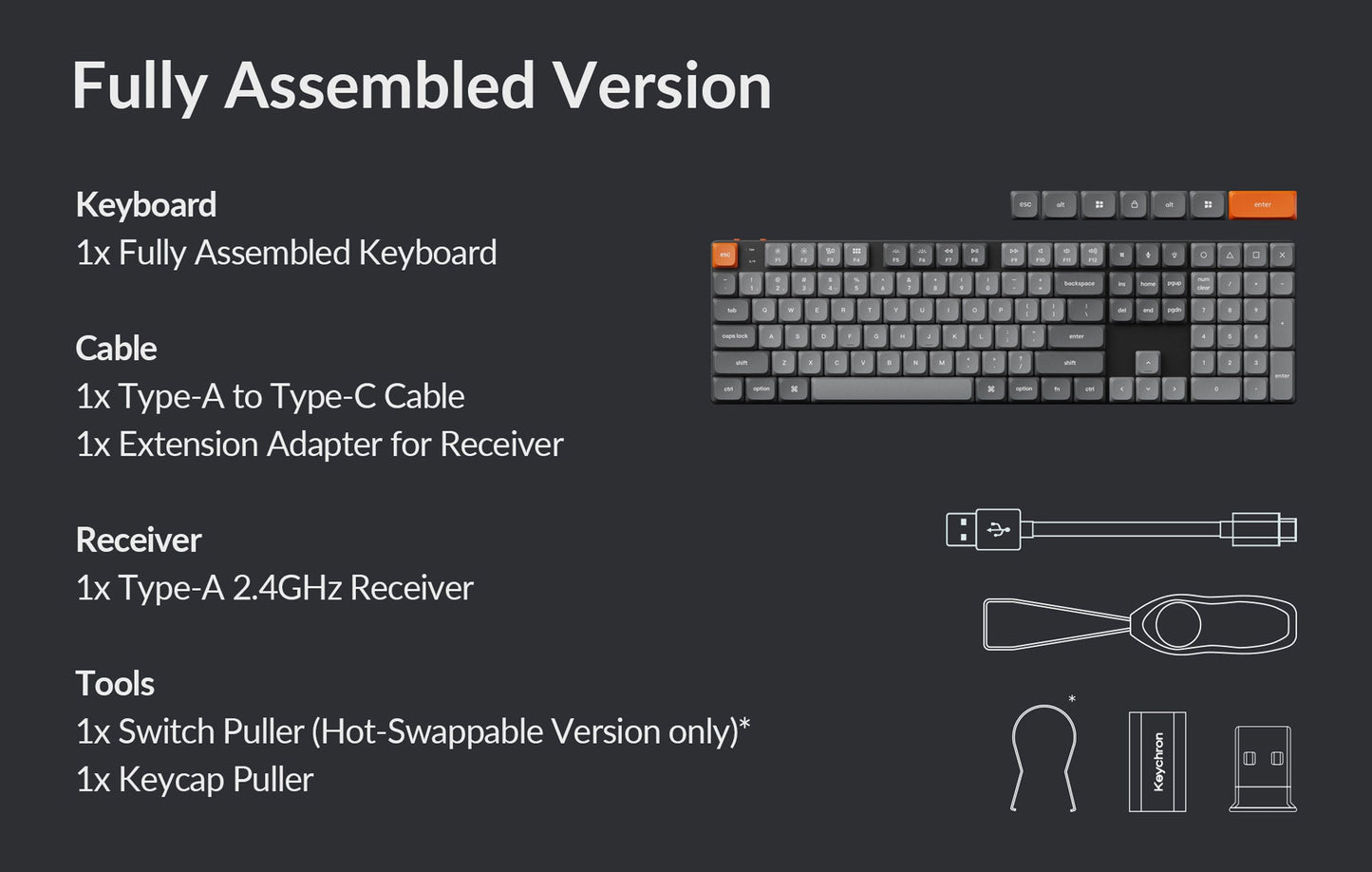Keychron K5 MAX ANSI Full Size Layout 104 Key - Full Assembled Brown Switch White Led - Low Profile Gateron Mechanical Wireless K5M-A3