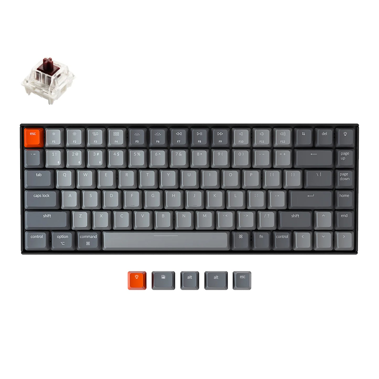 Keychron K2 ANSI 75% Layout 84 Key -(Gateron G pro Brown Swich)-(White Led)-Wireless Normal Profile