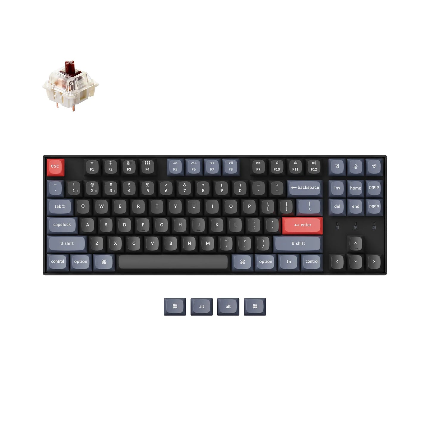 Keychron K8 Pro ANSI 80% TKL Layout 87 Key-Full Assembled-Brown Swich RGB Hot-Swap Gateron G pro Mechanical Wireless Normal Profile QMK Custom Keyboard