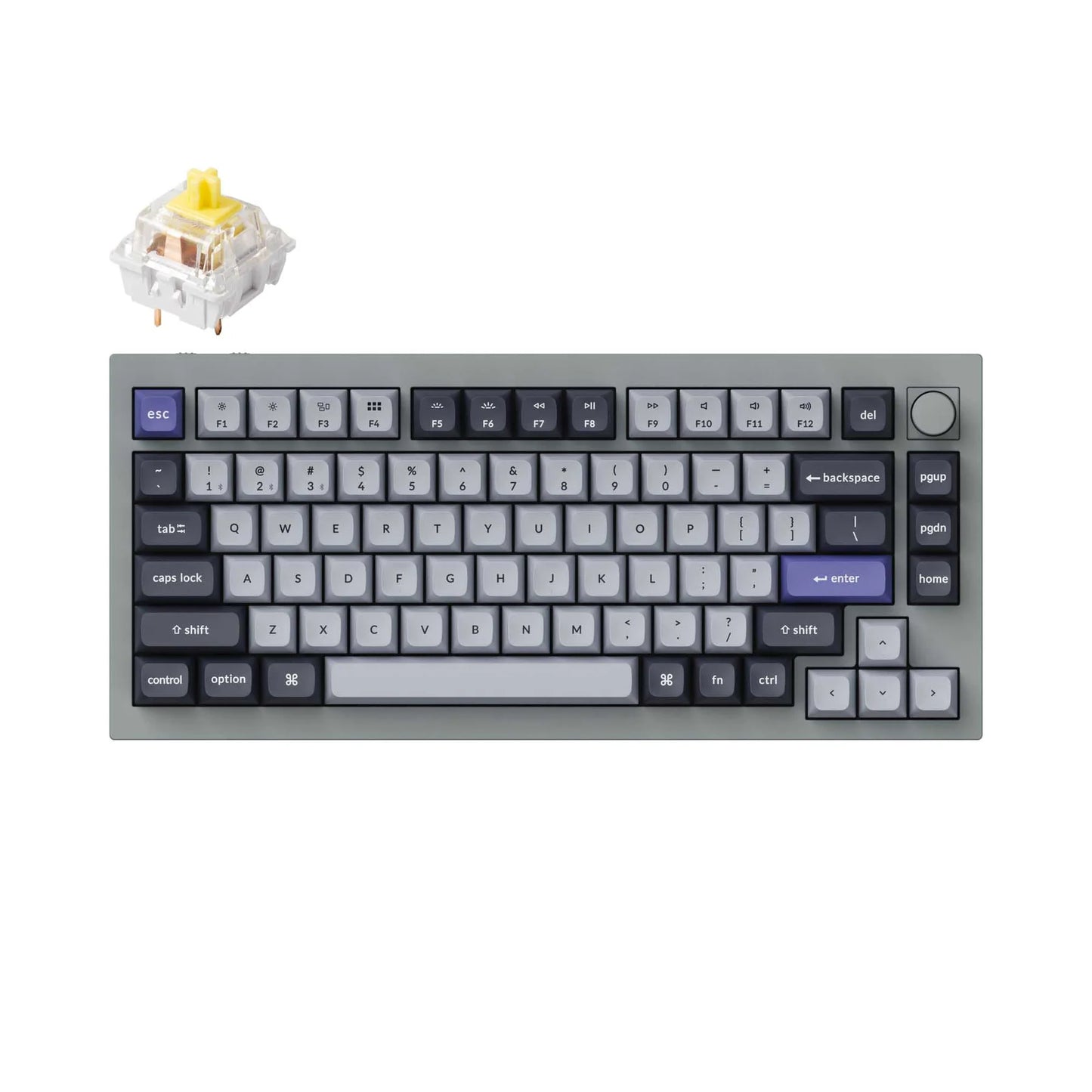 Q1 Pro Swappable RGB Backlight banana Swich Knob Version KSA Keycap-Grey