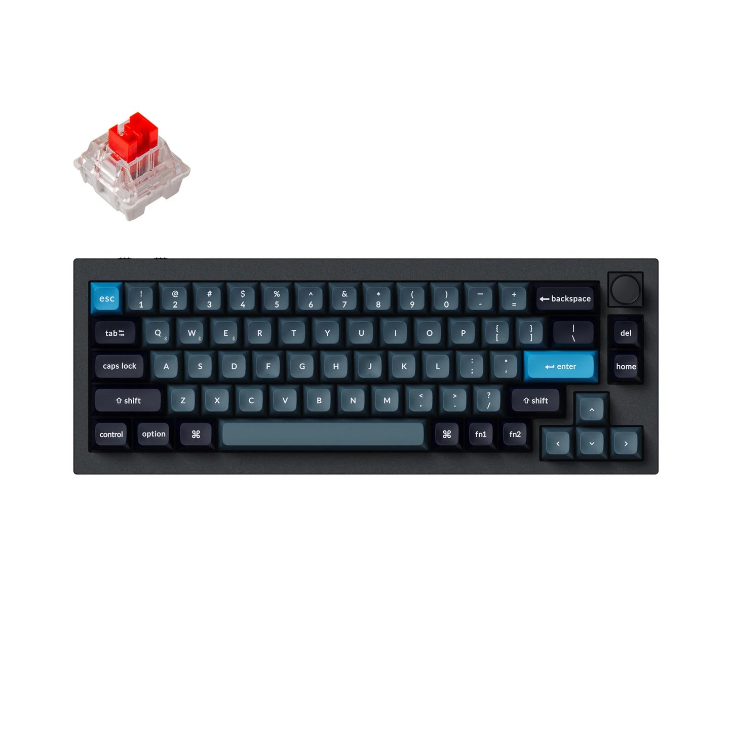 Q2 Pro Swappable RGB backlight Red Swich Knob Verison KSA Keycap-Black