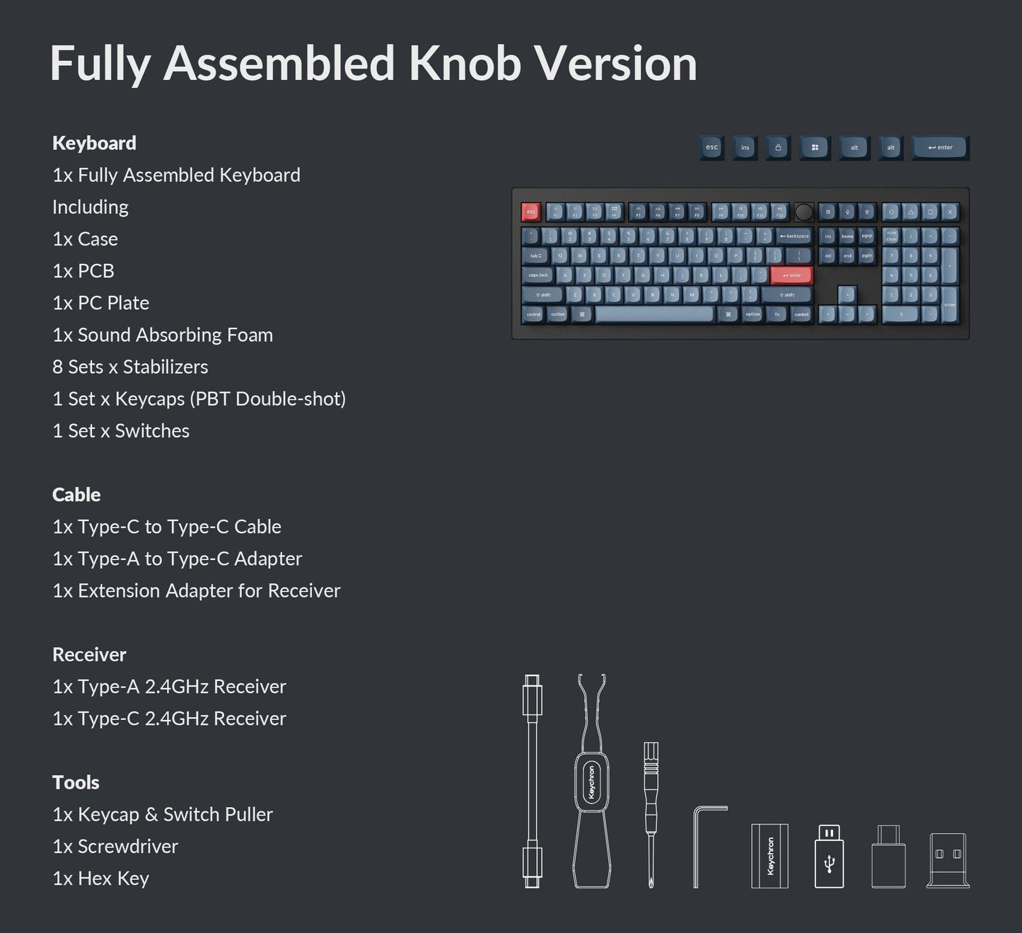 Keychron V6 MAX ANSI Carbon Black Full Assembled Knob Banana Switch RGB Hot-Swap Gateron Jupiter Wireless