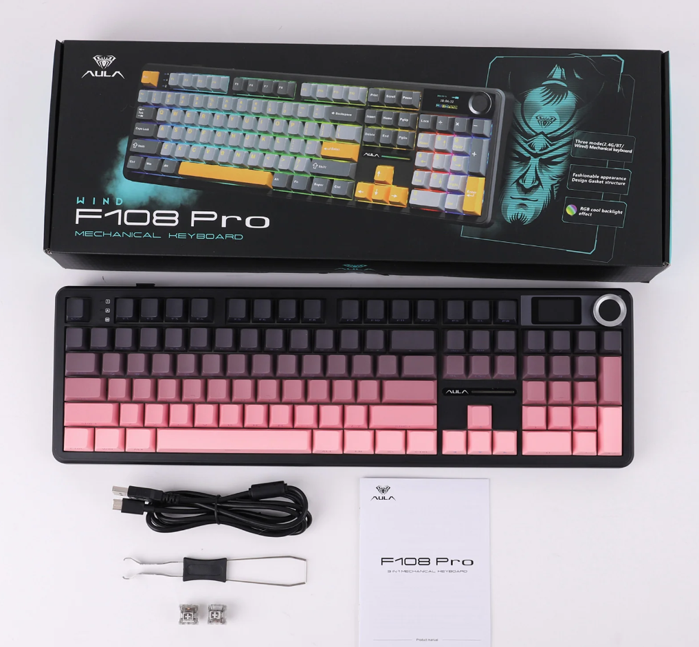AULA F108PRO Black Pink GreywoodV3 Switch