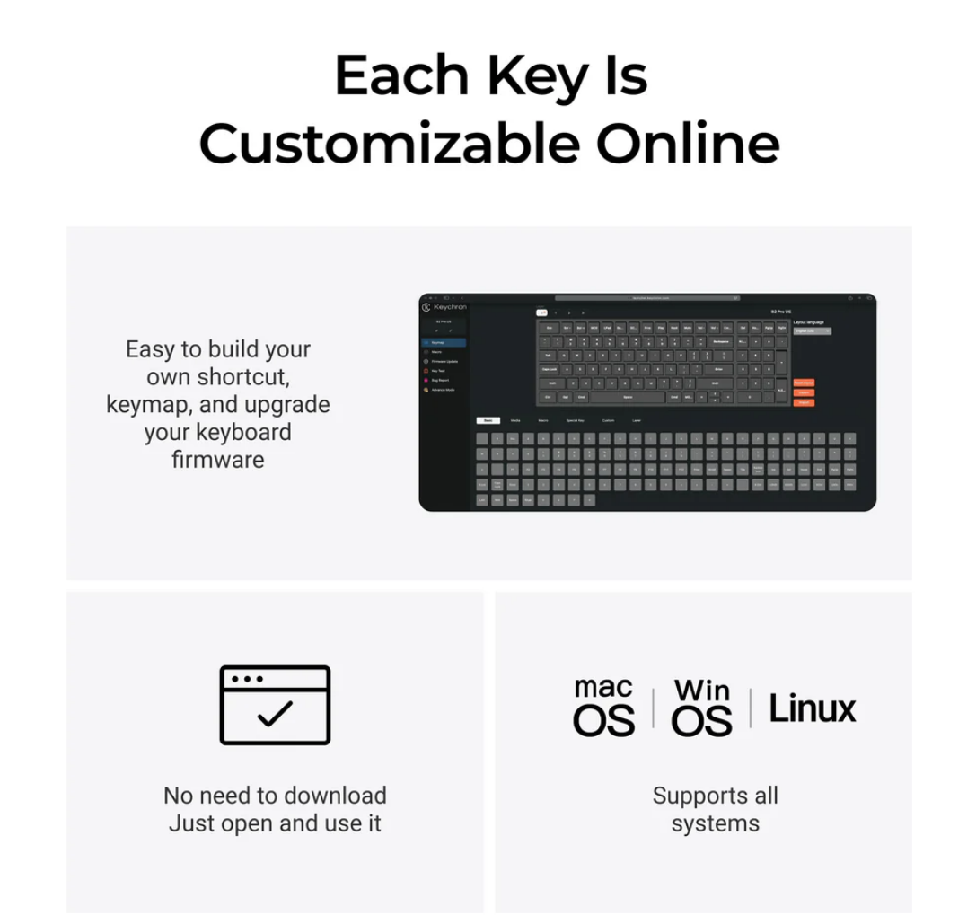 Keychron B2 Pro White Ultra-Slim Wireless Keyboard B2P-K8