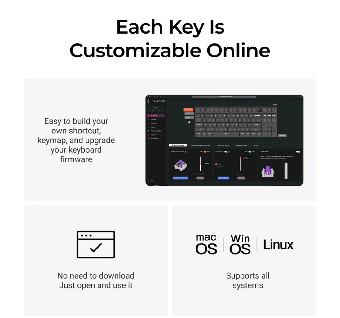 Keychron Q3 HE QMK Wireless Custom Keyboard Q3H-M1