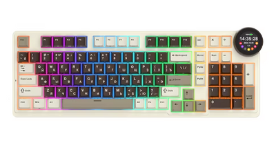 ROYAL KLUDGE N99 Mocha Grey Beige Switch RGB Tri-mode Hot Swappable Mechanical Keyboard