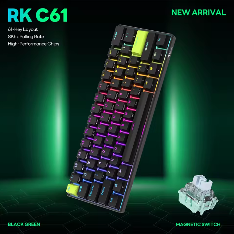 RK ROYAL KLUDGE C61 HE 61 Keys RGB Hot-Swappable Custom Magnetic Keyboard 8K