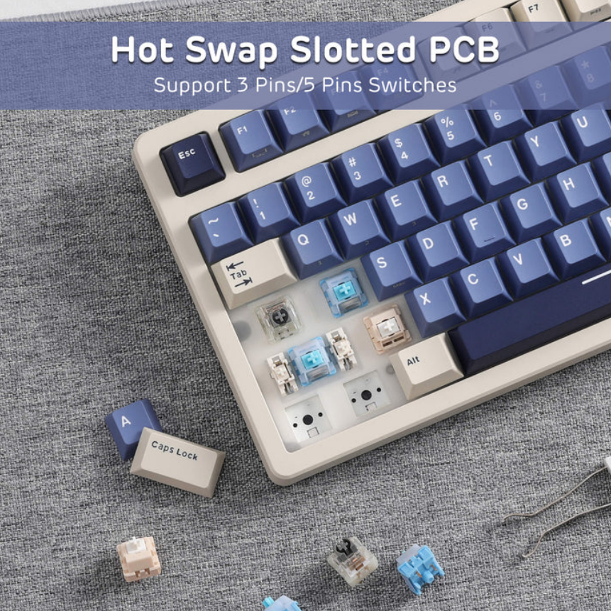 ROYAL KLUDGE S85 Horizon Blue Cloud Switch RGB Hot-Swappable Mechanical Keyboard