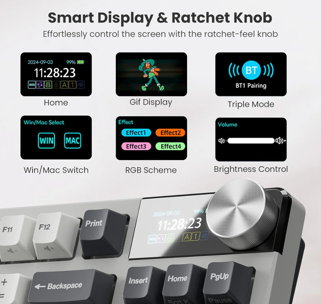 ROYAL KLUDGE S85 White Night Cloud Switch RGB Hot-Swappable Mechanical Keyboard