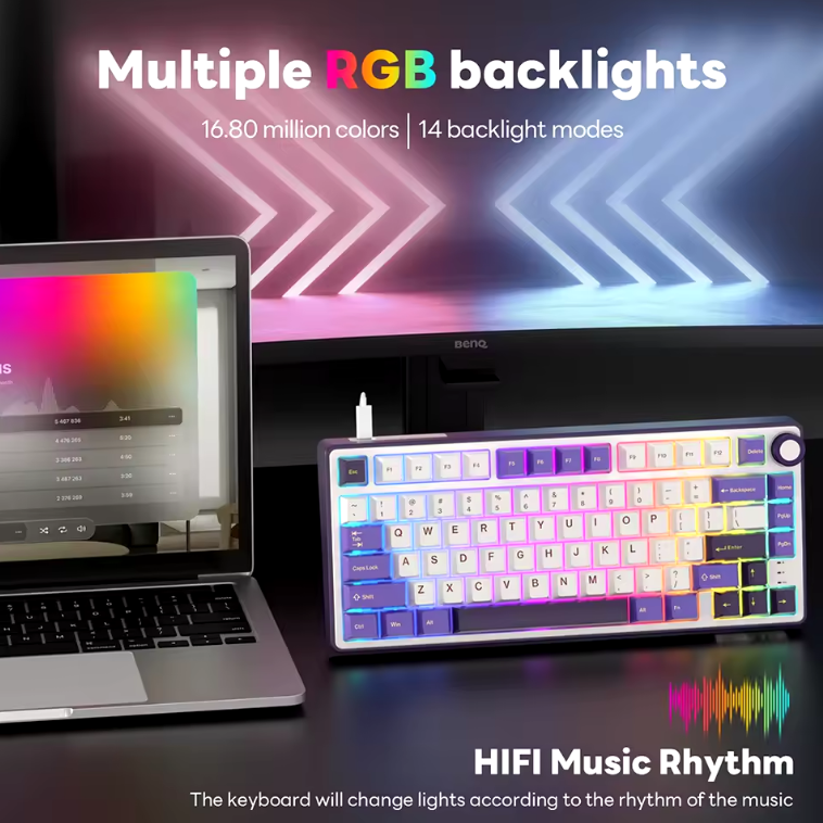 RK ROYAL KLUDGE R75 Wired Blackberry Mechanical Keyboard - K Silver Switch