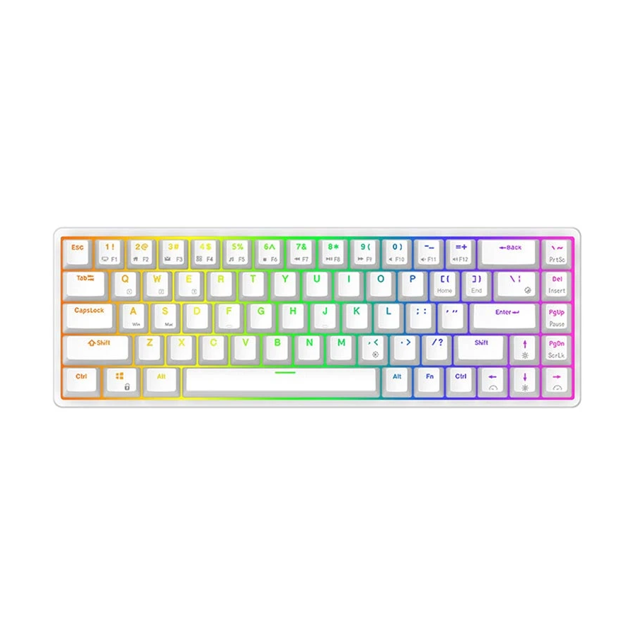Royal Kludge RK G68 White 3-Mode RGB Hot Swap Brown Switch Gaming Keyboard