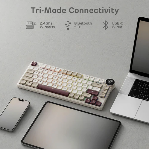 Royal Kludge RK N80 75% RGB Rosy Clouds Wireless Keyboard Hot-swap - Brown Switch