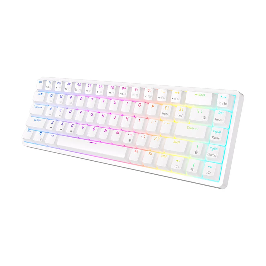 Royal Kludge RK G68 White 3-Mode RGB Hot Swap Brown Switch Gaming Keyboard