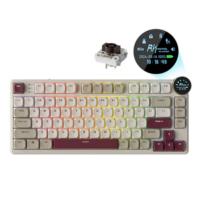 Royal Kludge RK N80 75% RGB Rosy Clouds Bežična Tastatura Hot-swap - Braon Prekidač