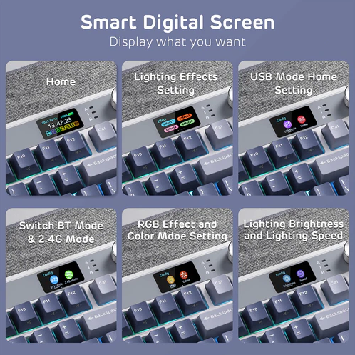 Royal Kludge RK M87 Ocean Blue Tri-Mod RGB Hot-Swappable Mehanička Tastatura Beige Prekidač