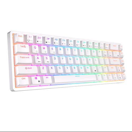 Royal Kludge RK G68 White 3-Mode RGB Hot Swap Brown Switch Gaming Keyboard