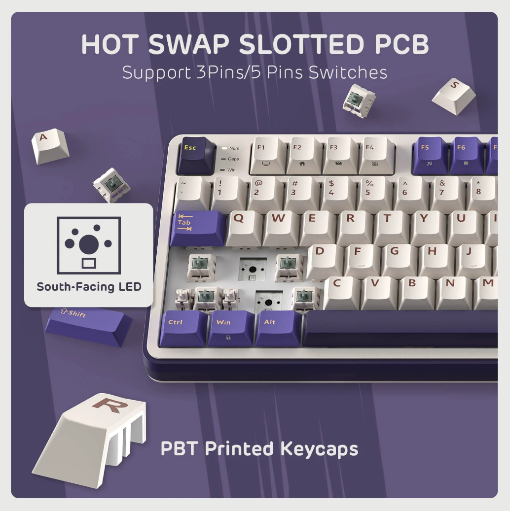 RoyalKludge S98 96% Wireless Mechanical Keyboard RGB Hot-Swap Blackberry Brown Switch