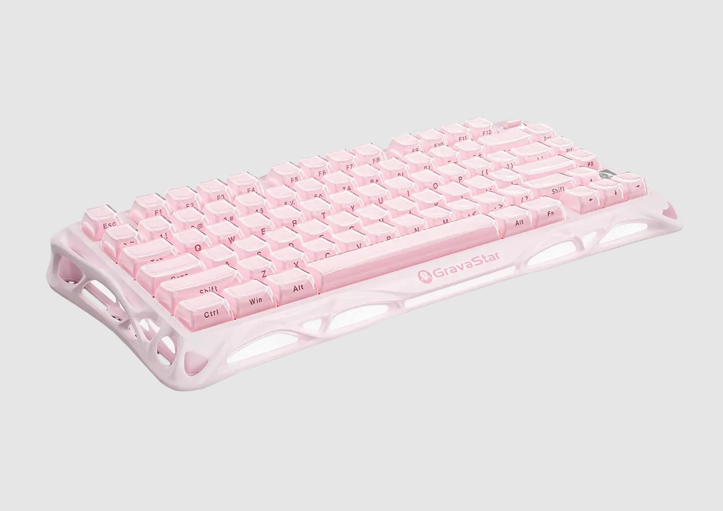 GravaStar Mercury K1 75% Wireless Mechanical Gaming Keyboard/Special Edition Sakura Pink/Hot-swap/Sideprint keycaps/Linear switches