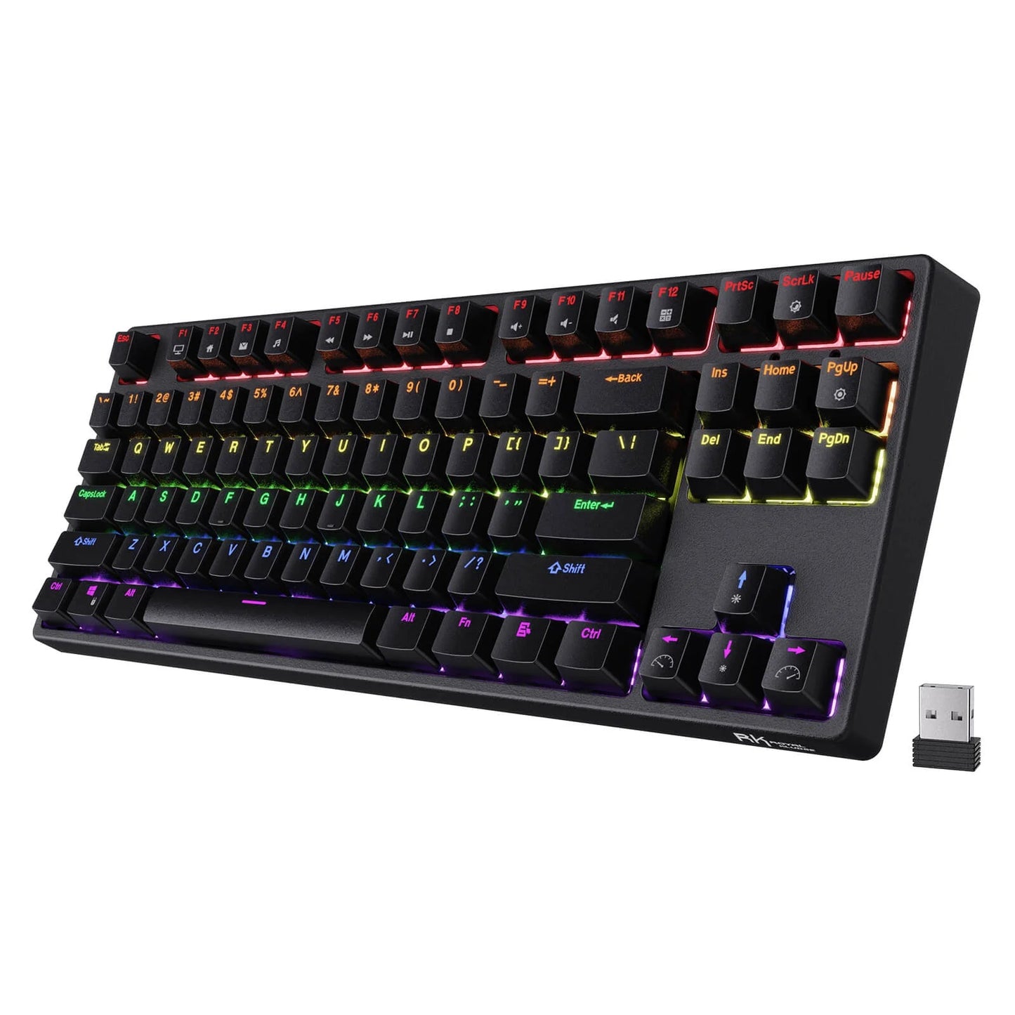 Royal Kludge RK87 Wireless Mehanička Tastatura Black (Hot-swappable) (RK Brown Switch) 2 layers of sound-absorbing foam, Type C 2pcs USB HUB