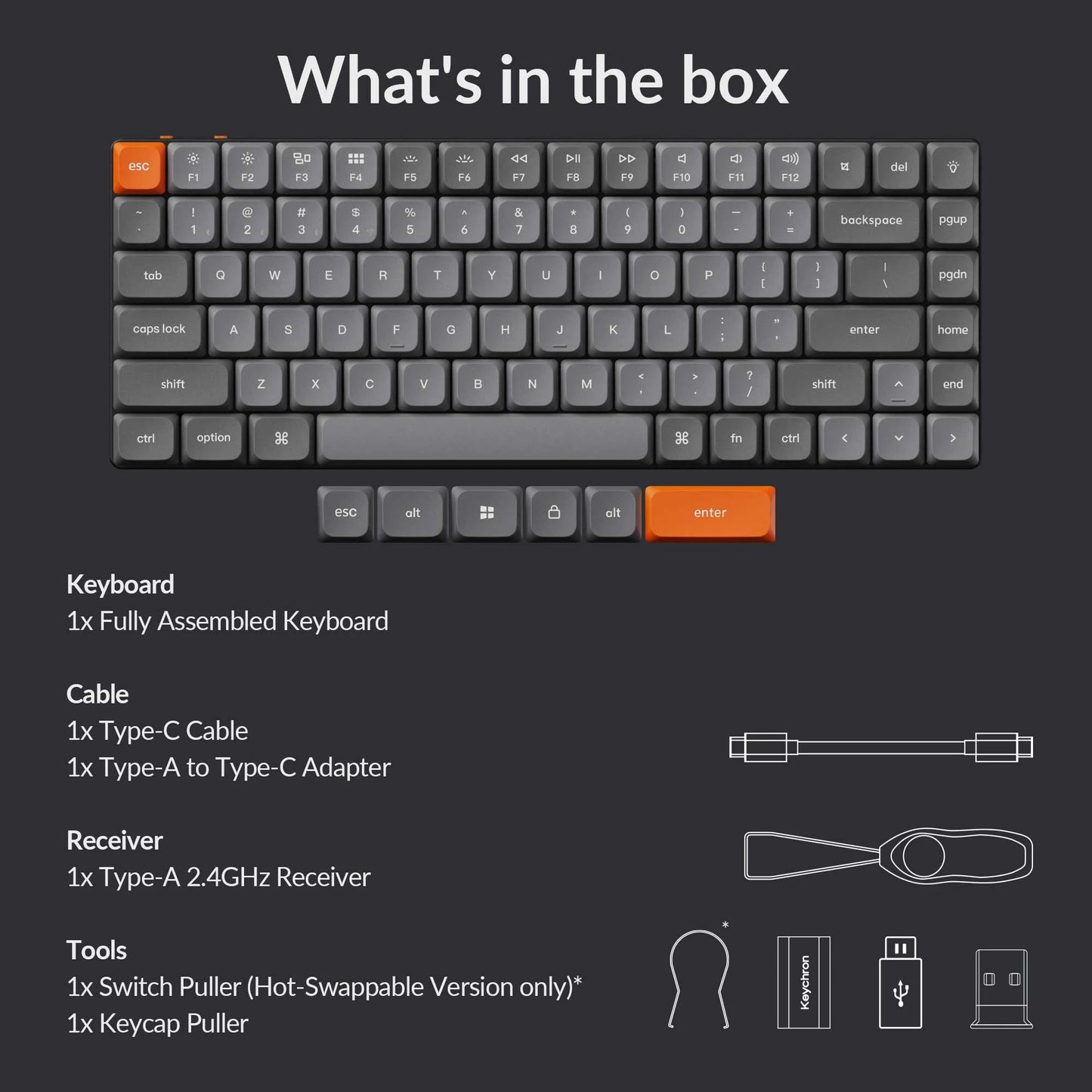 Keychron K3 MAX ANSI 75% layout 84 Key Full Assembled Brown Switch White Led - Gateron Mechanical Wireless Low Profile QMK Custom Keyboard K3M-A3
