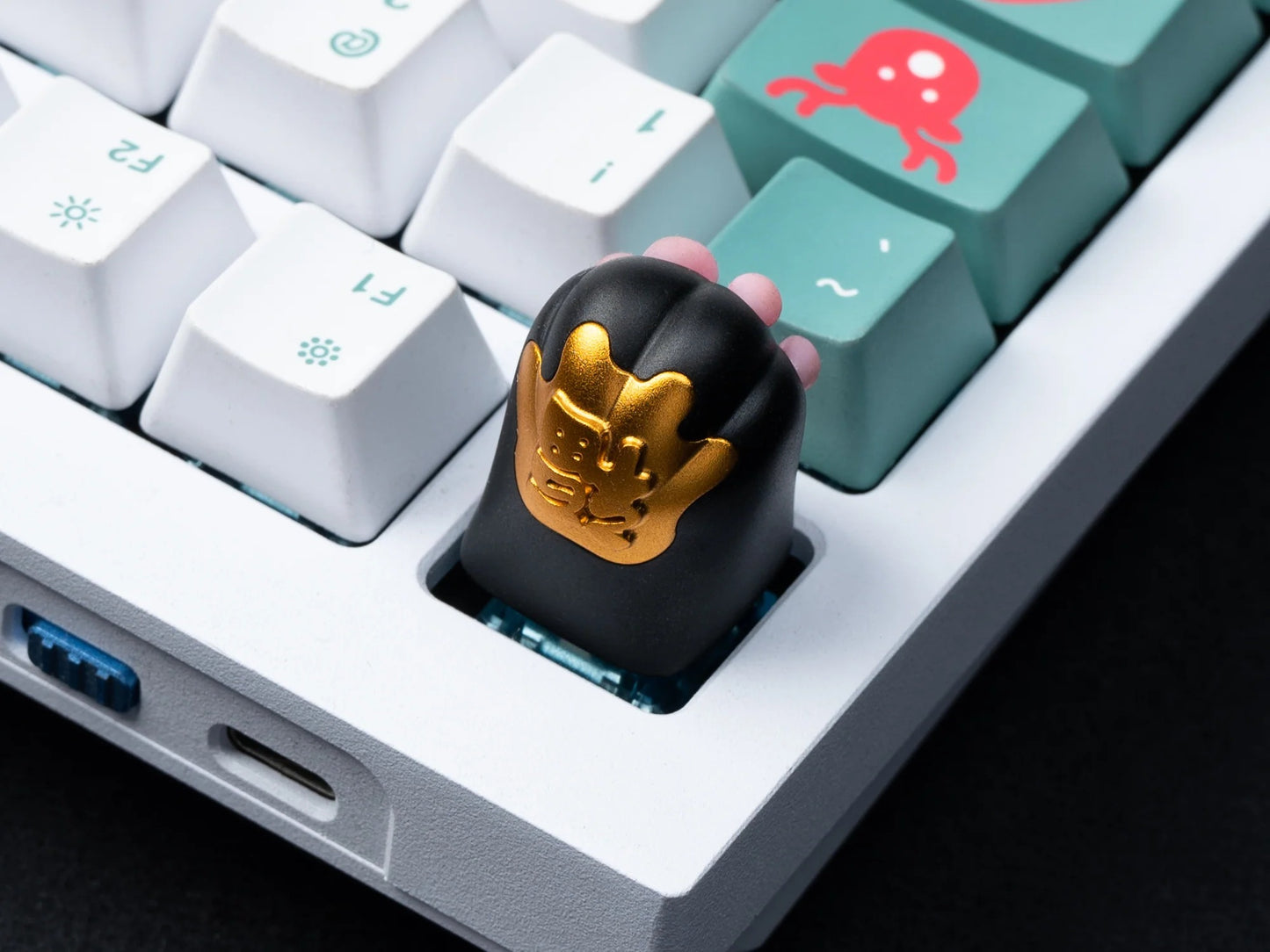 Silicone Kitty Paw Aluminum Alloy Artisan Keycap-Black