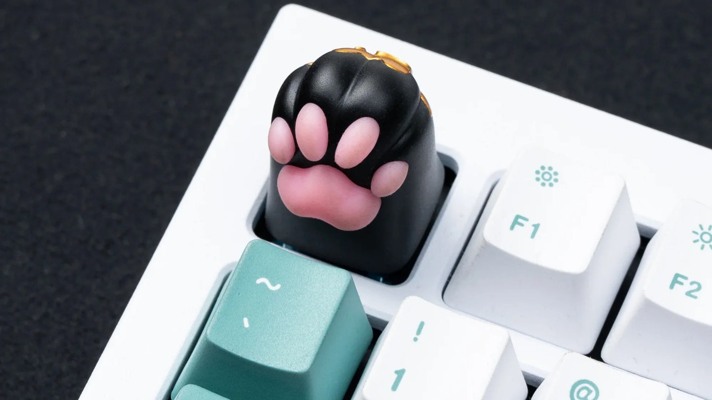 Silicone Kitty Paw Aluminum Alloy Artisan Keycap-Black