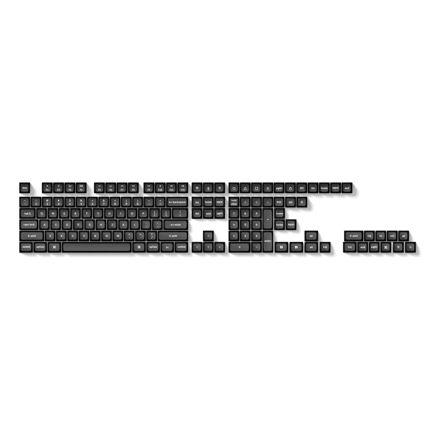 Double Shot KSA PBT Keycap Full Keycap Set - White on Black