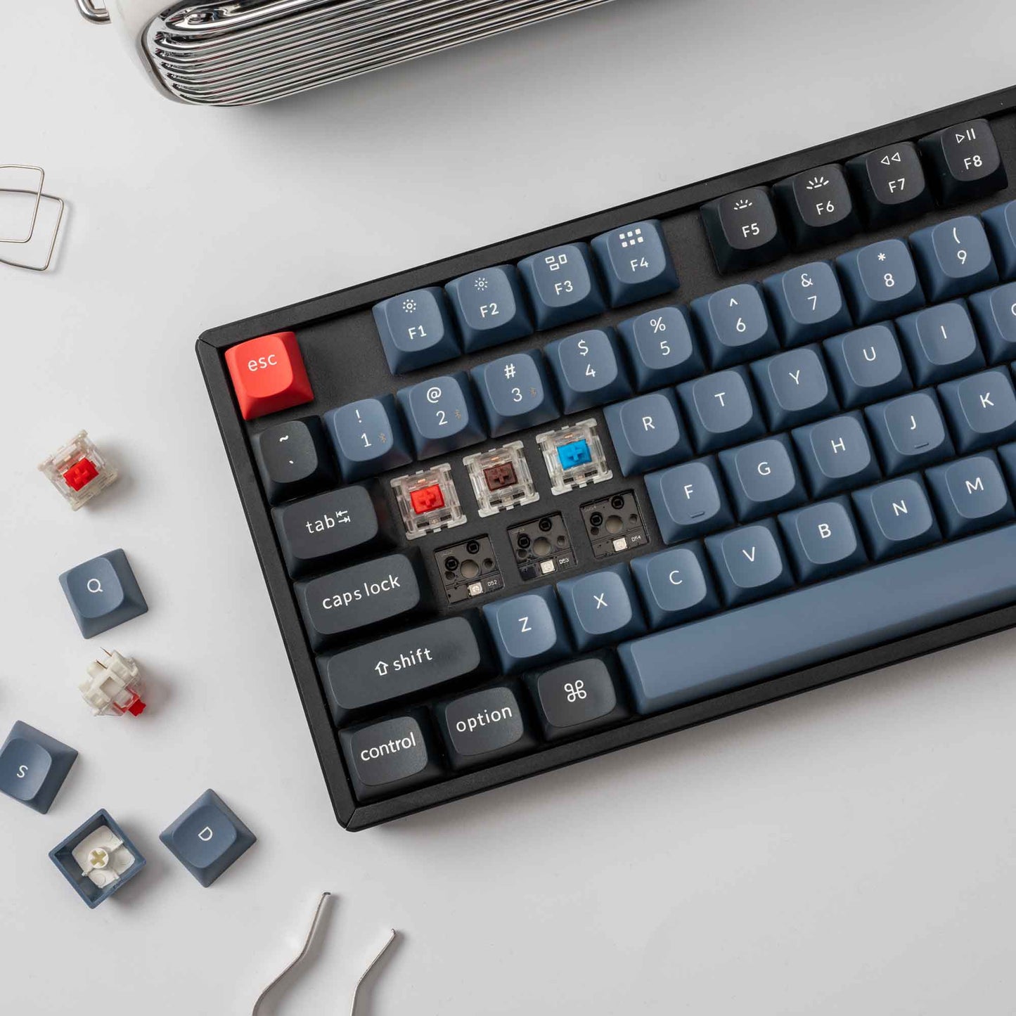 Keychron K8 Pro ANSI 80% TKL Layout 87 Key-Barebone-RGB Hot-Swap Without Swich Wireless Normal Profile QMK Custom Keyboard