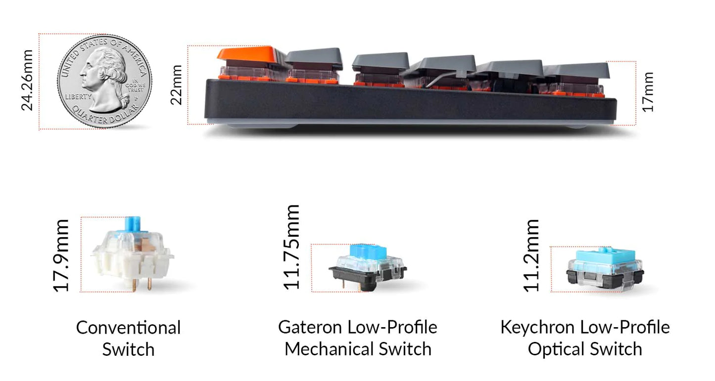 Keychron K3 ANSI 75%-Red Swich RGB Hot Swap-Optical Wireless Low Profile