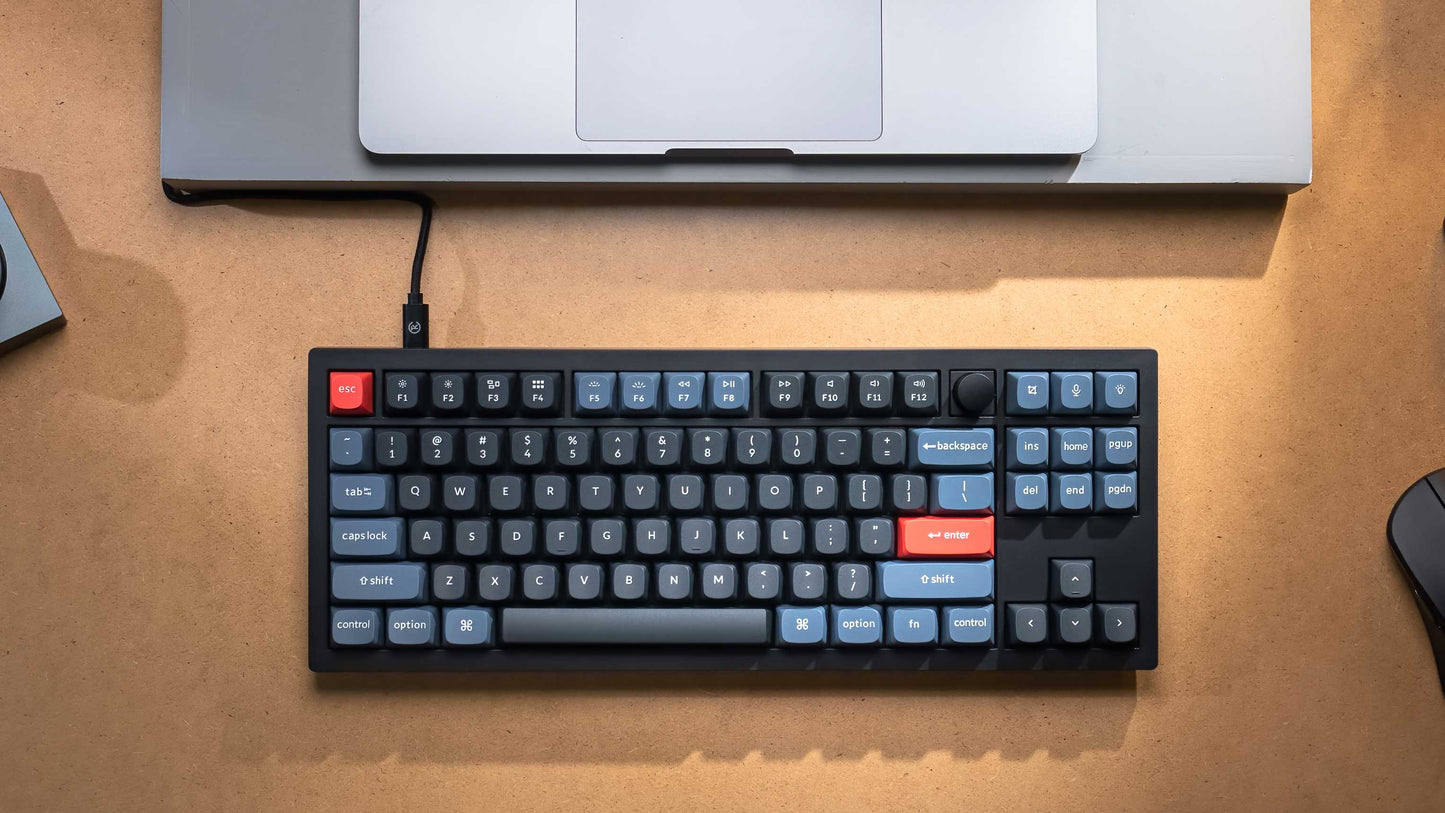 Keychron V3 ANSI 80% TKL Layout 87 Key Carbon Black Full Assembled-Red Swich RGB Hot-Swap Keychron K pro Mechanical Wired Normal Profile QMK Custom Keyborad
