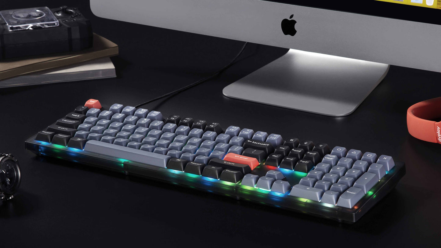 Keychron V6 ANSI Full Size Layout 104 Carbon Black Full Assebled-Brown Swich RGB Hot-Swap Keychron K pro Mechanical Wired Normal Profile QMK Custom Keyboard