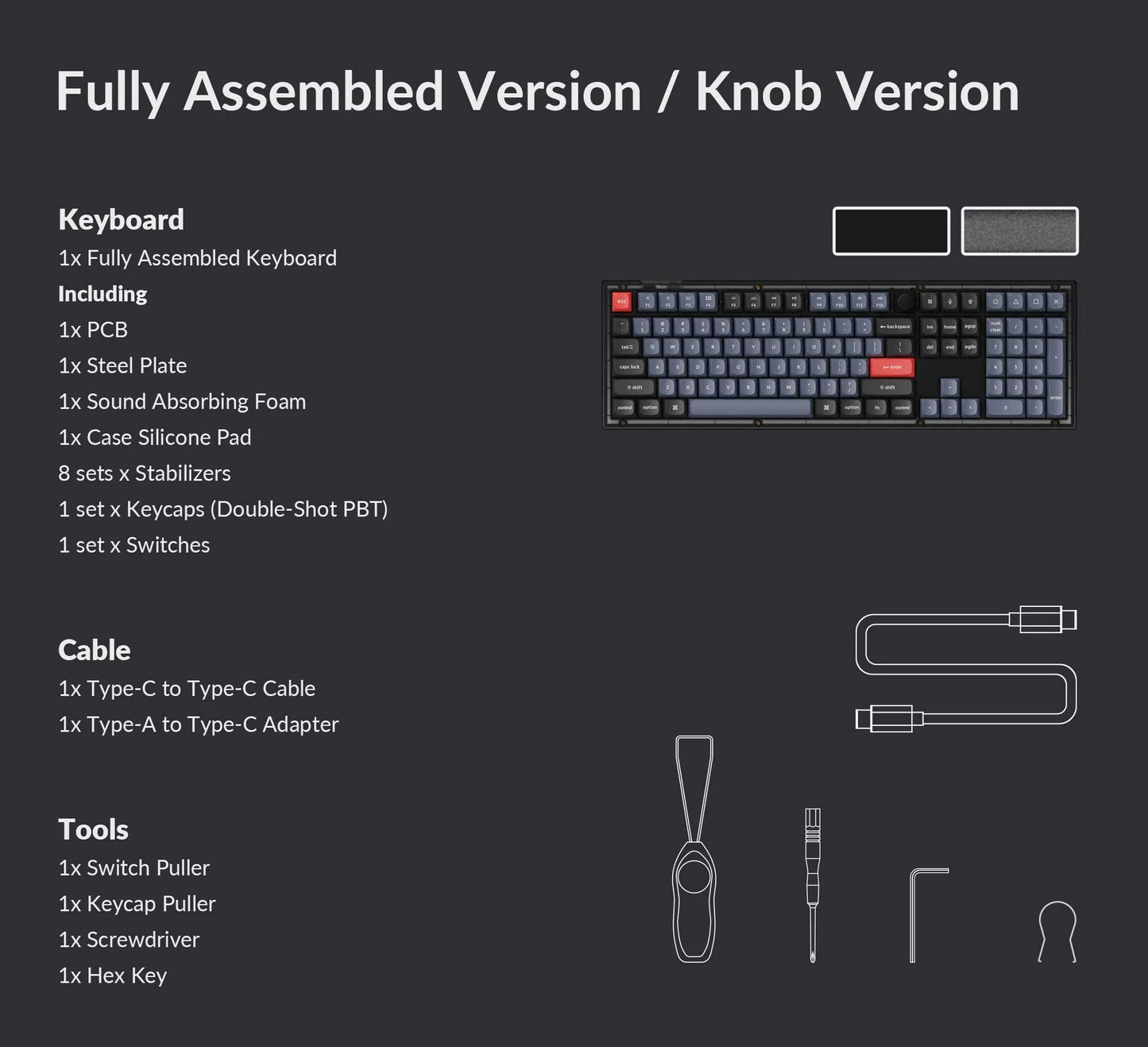 Keychron V6 ANSI Full Size Layout 104 Carbon Black Full Assebled-Brown Swich RGB Hot-Swap Keychron K pro Mechanical Wired Normal Profile QMK Custom Keyboard