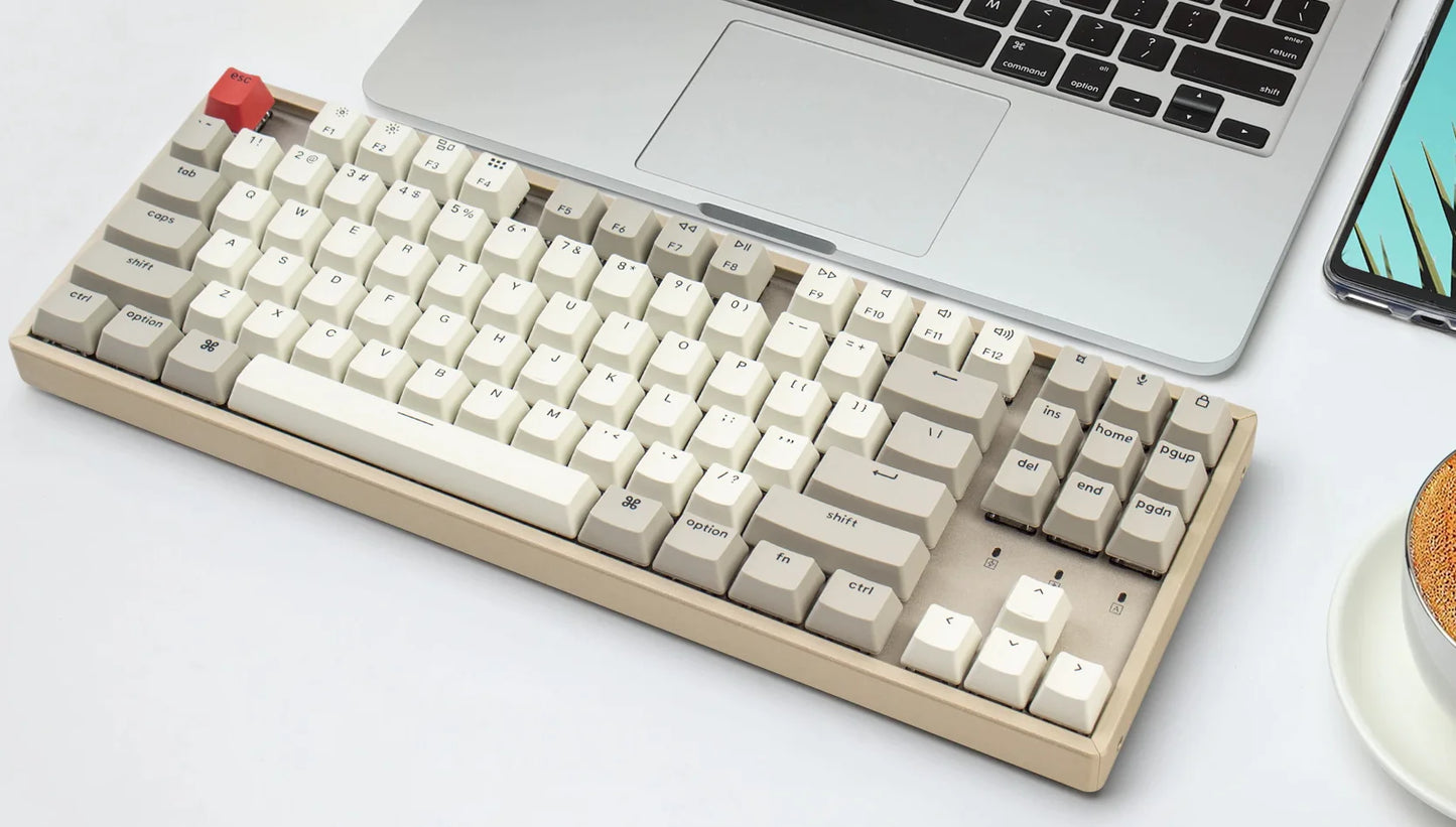 Keychron K8 ANSI 80% TKL Layout 87 Key Retro Color Brown Swich Non-backlight Gateron G Pro Mechanical Wireless Normal Profile Keyboard