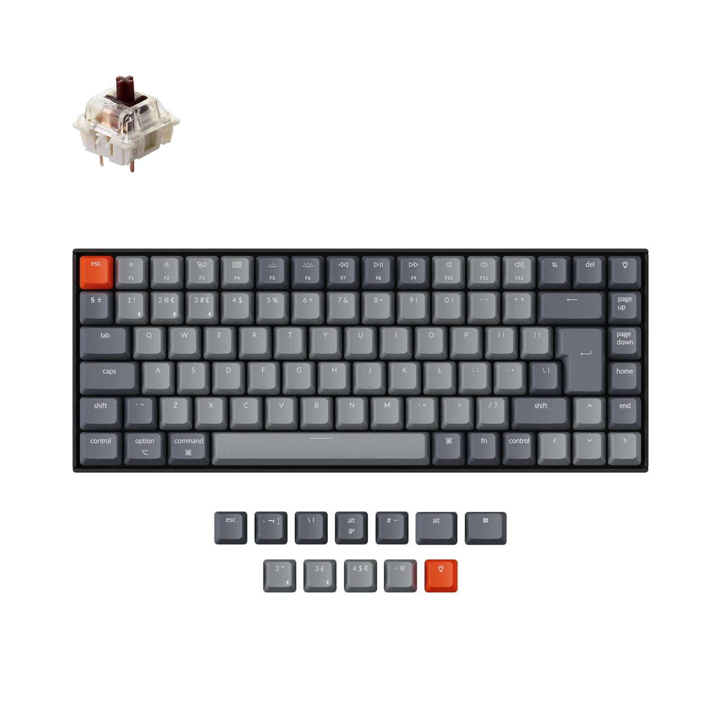 Keychron K2 Wireless Mehanička Tastatura (Version 2) (Hot-swappable, UK Layout) (Gateron G Pro Brown Switch)